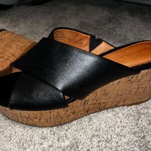 Black sandal wedges
